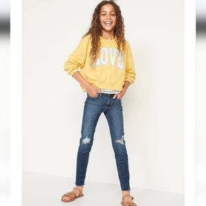 NWT Old Navy Girl's Distressed Raw Hem  Rockstar Jeggings ~360° Stretch ~12